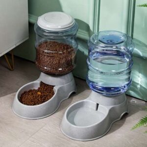 Bebedero + Comedero Mascota 3.5L Gris