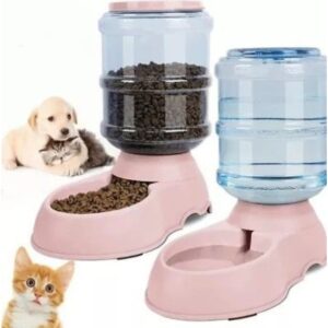 Bebedero + Comedero Mascota 3.5L Rosa
